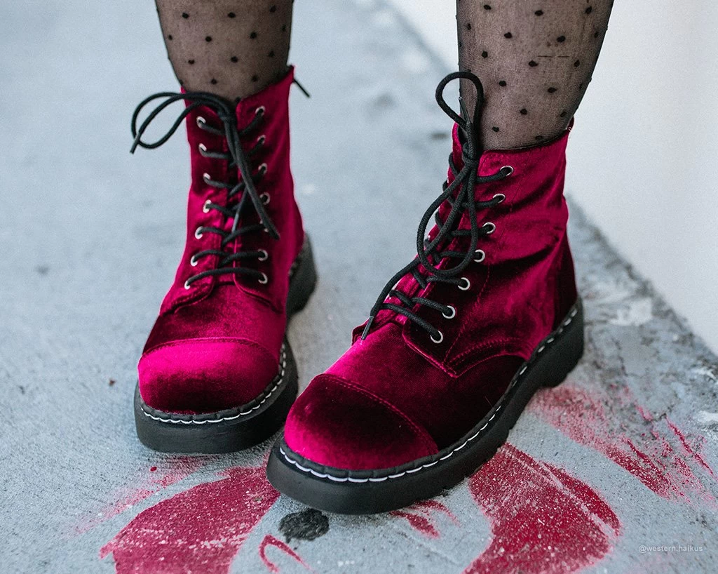 Burgundy Velvet Anarchic Boot 6 Burgundy Velvet Anarchic Boot - Image 6