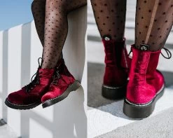 Burgundy Velvet Anarchic Boot 17 Burgundy Velvet Anarchic Boot -Urban Sole Shop T2283 LF 05