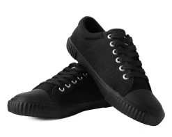 Anarchic Black Canvas Low Top Sneaker -Urban Sole Shop T2288 BOTH LEAN