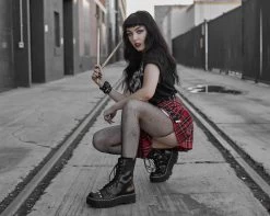 Black 10-Eye Spiked Anarchic Dino Boot -Urban Sole Shop T2296 lifestyle