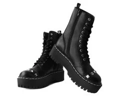 Black 10-Eye Spiked Anarchic Dino Boot -Urban Sole Shop T2296L BOTH LEAN