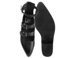 Black 3-Buckle Skull Anarchic Pointed Heel -Urban Sole Shop T2299L BOTH TOP