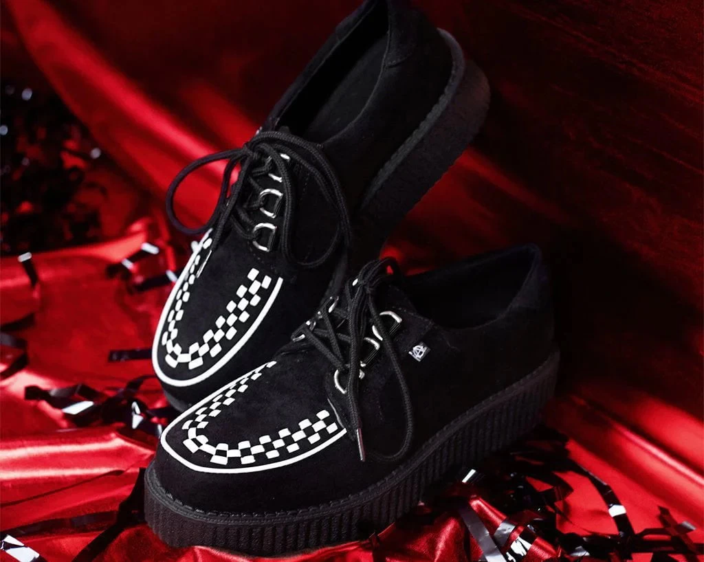 Black Faux Suede White Interlace Anarchic Creeper 2 Black Faux Suede White Interlace Anarchic Creeper - Image 2