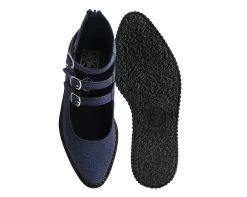 Black Glitter 3-Strap Pointed Mary Jane -Urban Sole Shop V3012L BOTH TOP