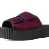 Burgundy Velvet 2-Strap Slide Sandal