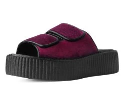 Burgundy Velvet 2-Strap Slide Sandal