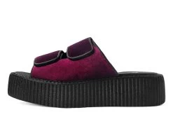 Burgundy Velvet 2-Strap Slide Sandal -Urban Sole Shop V3029L LEFT PROFILE 8c3ad755 2d9d 4952 b0c1 83f0647e3db9