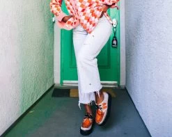 Orange & Beige Floral D-Ring Viva Creeper -Urban Sole Shop V3035 lifestyle a6d98b28 8a6a 47f4 a5f7 f702bdf7d9ba