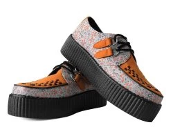 Orange & Beige Floral D-Ring Viva Creeper -Urban Sole Shop V3035 BOTH LEAN d910ef5e 940c 4916 b3ef 2a5bb16d1c4a