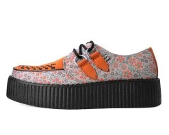 Orange & Beige Floral D-Ring Viva Creeper -Urban Sole Shop V3035 LEFT PROFILE e1a1deda 3322 45f6 98b9 bb79bd89698d