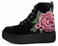 Black Velvet 3D Rose Embroidered Boots -Urban Sole Shop V9320L BIG 3
