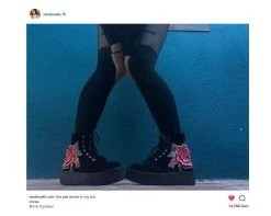 Black Velvet 3D Rose Embroidered Boots -Urban Sole Shop V9320L LF 1