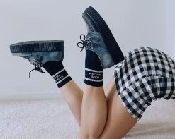 Grey Velvet Interlace Mondo Creeper -Urban Sole Shop V9913 LF