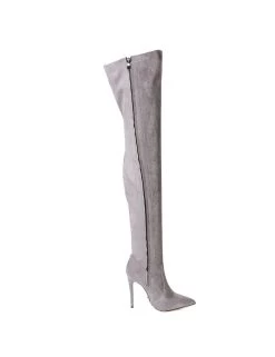 Giaro ARABELLA | GREY VELOUR | THIGH BOOTS | Italian Style -Urban Sole Shop giaro arabella grey velour thigh boots italian sty 3