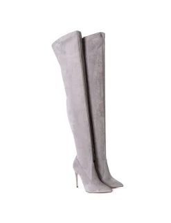 Giaro ARABELLA | GREY VELOUR | THIGH BOOTS | Italian Style -Urban Sole Shop giaro arabella grey velour thigh boots italian sty 5