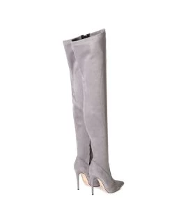 Giaro ARABELLA | GREY VELOUR | THIGH BOOTS | Italian Style -Urban Sole Shop giaro arabella grey velour thigh boots italian sty 6