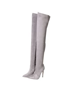 Giaro ARABELLA | GREY VELOUR | THIGH BOOTS | Italian Style -Urban Sole Shop giaro arabella grey velour thigh boots italian sty 7