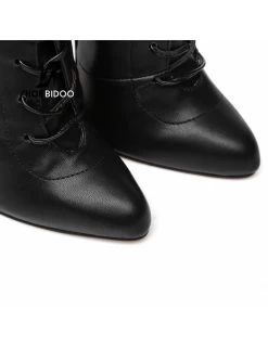 Giaro Black Ankle Boots With Ultra High Silver Metal Heels And Lacing -Urban Sole Shop giaro black ankle boots with ultra high silver met 6