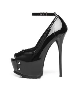 Giaro Black Giaro "Profile" Platform Pumps Peeptoe