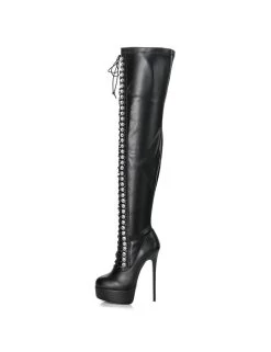 Giaro Black Lace-up Giaro "DOMINIQUE" Thigh Boots
