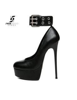 Giaro Black Matte Giaro "Posessed" Platform Pumps With Big Belt