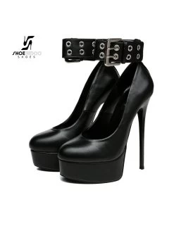 Giaro Black Matte Giaro "Posessed" Platform Pumps With Big Belt -Urban Sole Shop giaro black matte giaro posessed platform pumps wi 8
