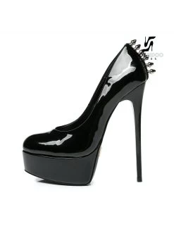 Giaro Black Shiny Giaro "Bad Girl" Platform Pumps With Spikes