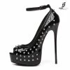 Giaro Black Shiny Giaro "Galana" Platforms With Spikes