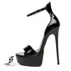 Giaro Black Shiny Giaro MINA High Ankle Belt Sandals