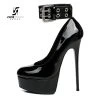 Giaro Black Shiny Giaro "Posessed" Platform Pumps With Big Belt