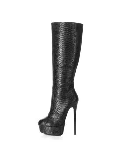 Giaro Black Snake Skin Giaro Ultra "Galana" Knee Boots