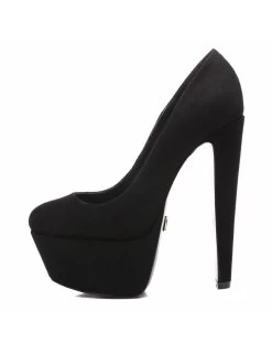 Giaro Black Velour Giaro "Destroyer" Platform Pumps With High Thick Heels