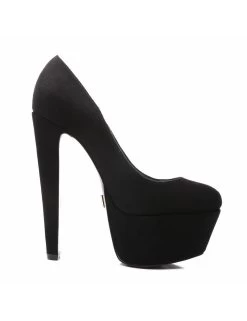 Giaro Black Velour Giaro "Destroyer" Platform Pumps With High Thick Heels -Urban Sole Shop giaro black velour giaro destroyer platform pumps 3