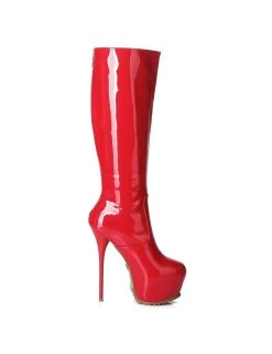 Giaro Giaro Cameron Red Shiny Knee Boots - Back Zipper -Urban Sole Shop giaro giaro cameron red shiny knee boots back zipp 3