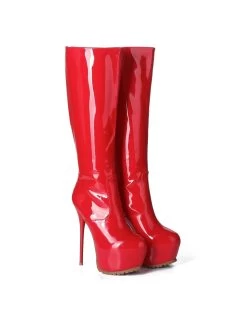 Giaro Giaro Cameron Red Shiny Knee Boots - Back Zipper -Urban Sole Shop giaro giaro cameron red shiny knee boots back zipp 4