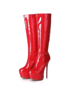 Giaro Giaro Cameron Red Shiny Knee Boots - Back Zipper -Urban Sole Shop giaro giaro cameron red shiny knee boots back zipp 6