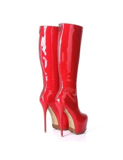 Giaro Giaro Cameron Red Shiny Knee Boots - Back Zipper -Urban Sole Shop giaro giaro cameron red shiny knee boots back zipp 7