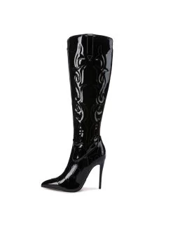 Giaro Giaro Eldora Cowboy Knee Boots In Black Shiny