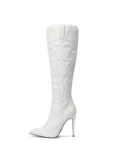 Giaro Giaro Eldora Cowboy Knee Boots In White Matte