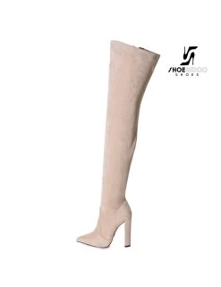 Giaro Giaro Fashion Thigh Boots TRINKET In Stone Suede