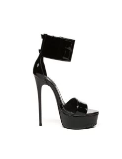 Giaro Giaro KATE | BLACK SHINY | ANKLE BELT PLATFORM SANDALS -Urban Sole Shop giaro giaro kate black shiny ankle belt platform s 2