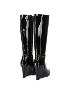Giaro Giaro Knee Boots With Wedge Heel ELLA In Black Shiny -Urban Sole Shop giaro giaro knee boots with wedge heel ella in bla 8