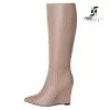 Giaro Giaro Knee Boots With Wedge Heel ELLA In Taupe