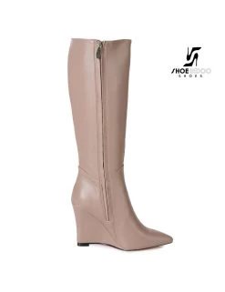 Giaro Giaro Knee Boots With Wedge Heel ELLA In Taupe -Urban Sole Shop giaro giaro knee boots with wedge heel ella in tau 2
