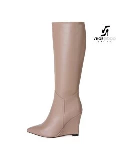 Giaro Giaro Knee Boots With Wedge Heel ELLA In Taupe