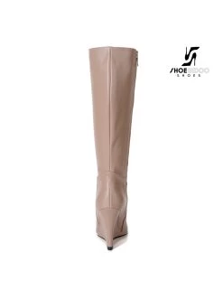 Giaro Giaro Knee Boots With Wedge Heel ELLA In Taupe -Urban Sole Shop giaro giaro knee boots with wedge heel ella in tau 3