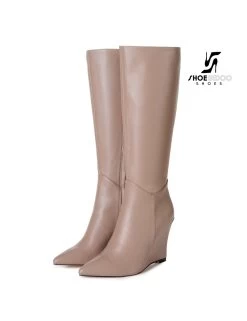 Giaro Giaro Knee Boots With Wedge Heel ELLA In Taupe -Urban Sole Shop giaro giaro knee boots with wedge heel ella in tau 4