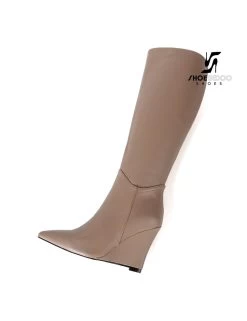Giaro Giaro Knee Boots With Wedge Heel ELLA In Taupe -Urban Sole Shop giaro giaro knee boots with wedge heel ella in tau 8