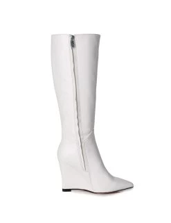 Giaro Giaro Knee Boots With Wedge Heel ELLA In White -Urban Sole Shop giaro giaro knee boots with wedge heel ella in whi 2