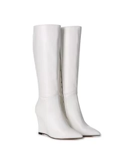 Giaro Giaro Knee Boots With Wedge Heel ELLA In White -Urban Sole Shop giaro giaro knee boots with wedge heel ella in whi 4